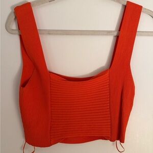 Zara Bold Orange Ribbed Crop Top